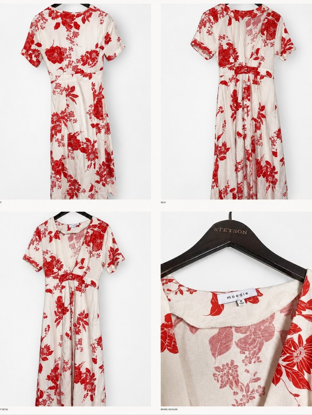 Midi Dress with Red Floral Print
